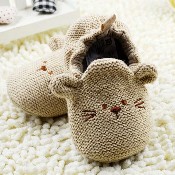 

winter baby kids children knit cartoon crib shoes elastic mice soft walking prewalker