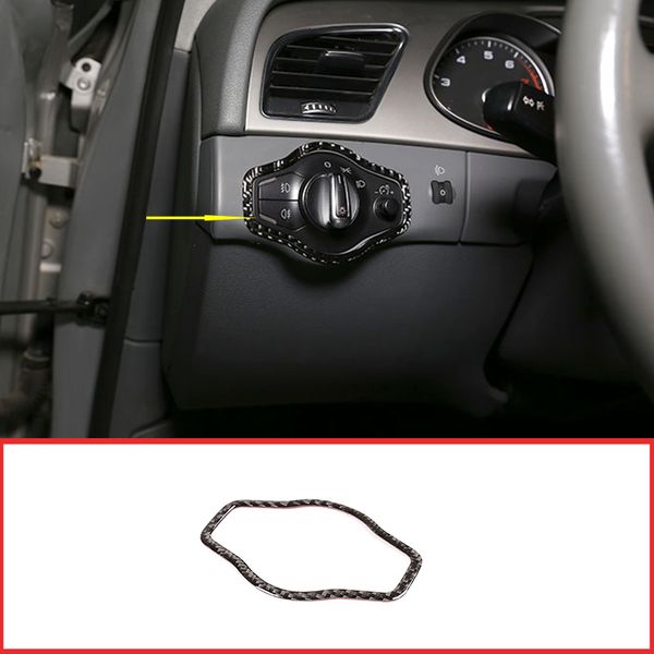 

real carbon fiber car inner headlight switch panel decorative frame sticker for a4l / a5 2009-2016 car accessories
