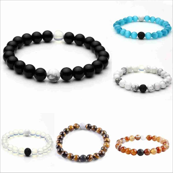 

natural stone bracelet for men and women with any two beads fashion popular wrist jewelry, Black