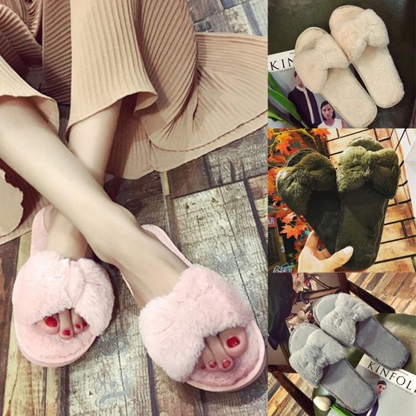 

shoes woman slippers 2020 bow knot plush women shoes warm soft slippers indoors floor bed room zapatos de mujer, Black