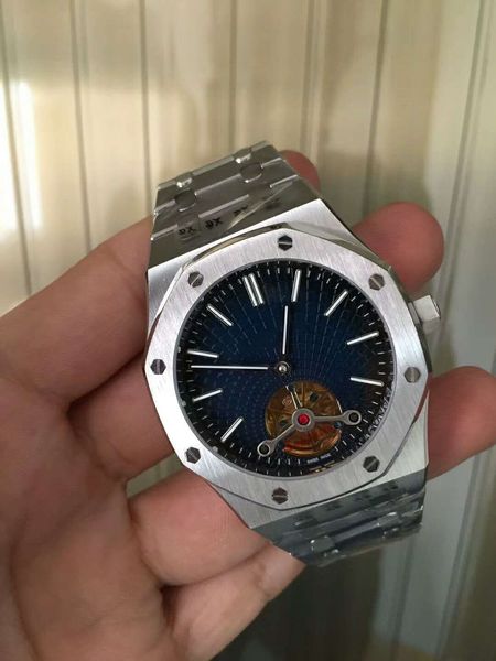

men 42 mm luxury automatic mechanical watch, exquisite large flywheel fashion luxury, luminous sapphire mechanical watch, Slivery;brown