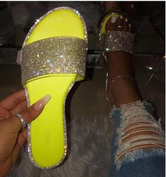 

new women summer slippers fashion bling sequined cloth flats women shoes casual outdoor ladies plus size slippers, Black