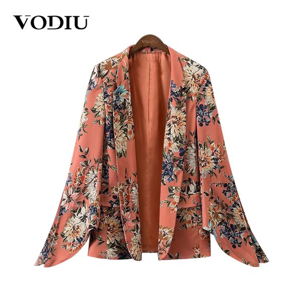 

vodiu ladies blazers women blazers and jackets print women ladies sleeve long split outwear blazer suit jacket female, White;black