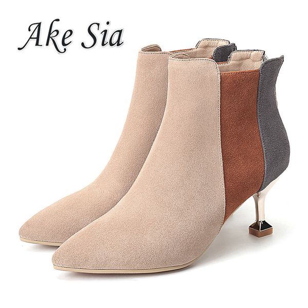 

winter new women boots 2019 fashion comfortable high heel boots ladies wild shallow mouth warm flock zip mujer v53, Black