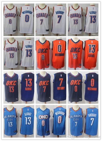 

mens oklahoma city thunder 0 russell paul westbrook george city nba okc basketball jersey, Black