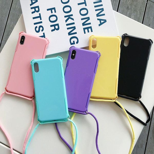 

100шт мода мобильного телефона с ремешком для iphone 6 6s 7 8 x xr xs 11 pro max plus падения защитного чехла