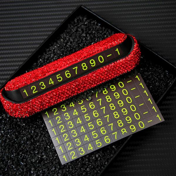

beautiful car temporary parking phone number card ornament with crystals phone number hiding decoration for women