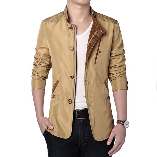

vogue brand pu leather jacket men long stand collar solid color jackets coats men's leather jackets men clothing outwear coat, Black