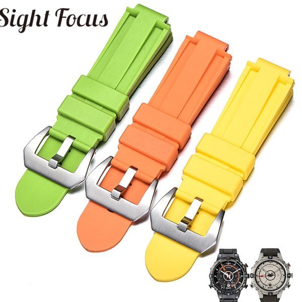 

24x16mm convex end silicone strap for timex iq series t2n720 t2p140 colorful watch bands wrist bracelet watch belt correa hombre, Black;brown