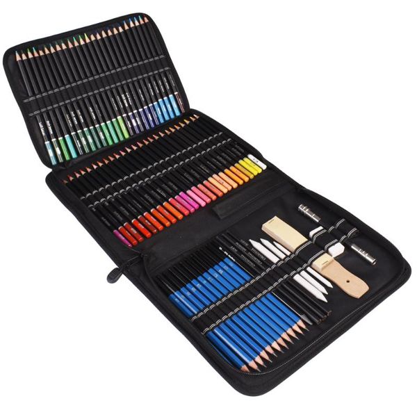

95pcs oil colored pencils set sketch soft core professional art supplies for adults artist drawing coloring with carrying case