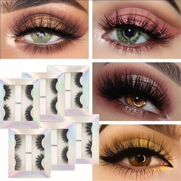 

2pair/set mink eyelashes fluffy false eyelashes natural 3d mink lashes soft false lashes 3d faux cils fake eye lash