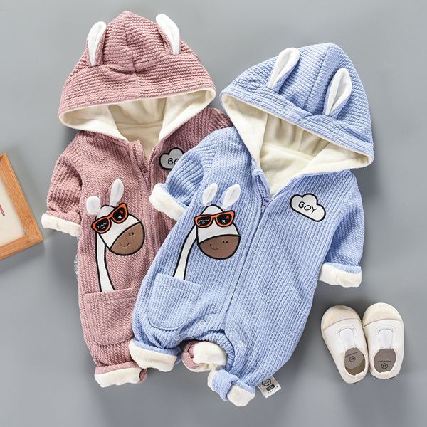 

clothes winter mens and womens one-year-old baby deer fleece animal jumpsuit, Blue