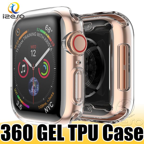 Luxuriöses, klares TPU-Gehäuse für Apple Watch Serie 8, 7, 6, 5, 4, 3, weiches Gel-Frontdisplay, vollständig abgedeckter Displayschutz, 45 mm, 44 m, 42 mm, 41 mm, 40 mm, 38 mm, izeso