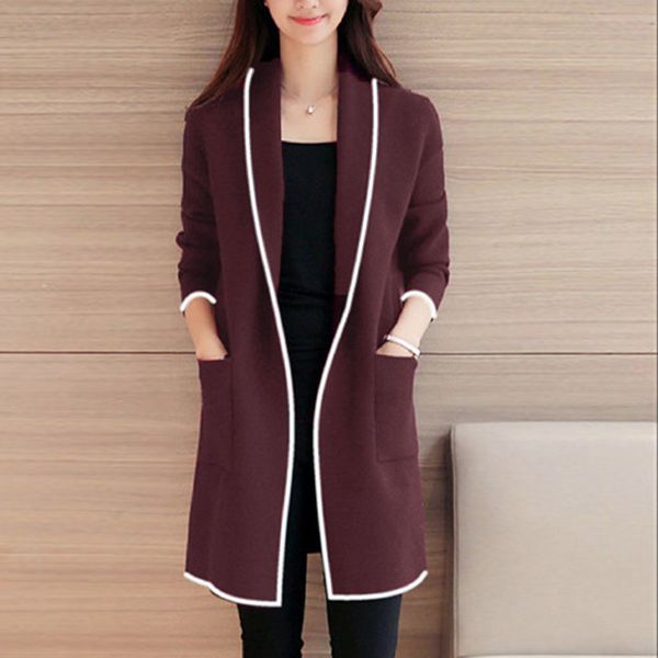 

autumn winter womens loose wild knit sweater coat winter loose wild elegant windbreaker sweater coat cardigan autumn and, Black;brown