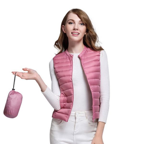 

new ultralight jacket women 90% white duck down vest ultra light down vest jacket winter peter pan slim sleeveless coats, Black