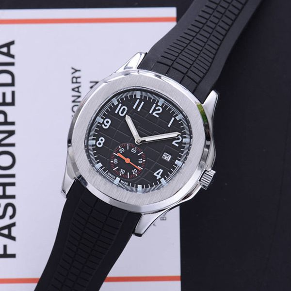 

new sport aquanaut 43mm quartz mens watch silicone rubber strap watches 17 colors baidafeili, Slivery;brown