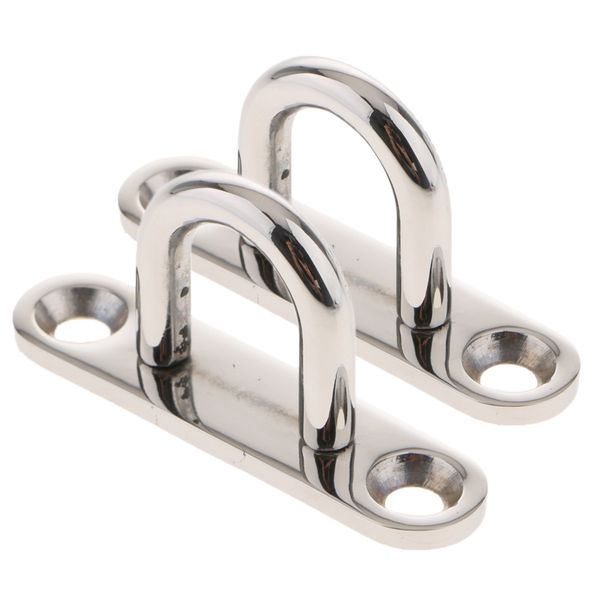 

2 pieces 5mm oblonga pad eye plate staple ring hook u-shap 304 stainless steel