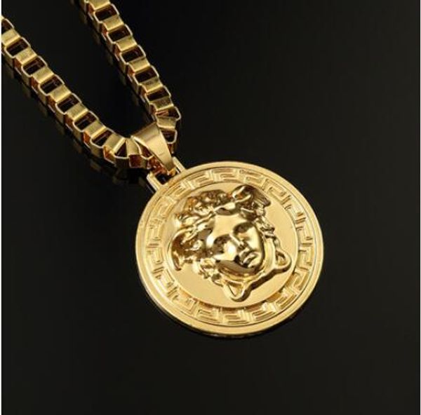 

Мужская Хип-Хоп 24 К Золотой Цвет Голова Льва Ожерелье Женщины Ювелирные Изделия П