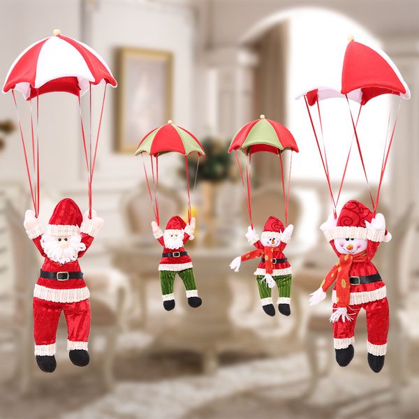 Christmas Home Ceiling Decorations Parachute 24cm Santa Claus Smowman New Year Hanging Pendant Christmas Decoration Supplies Christmas Wreaths