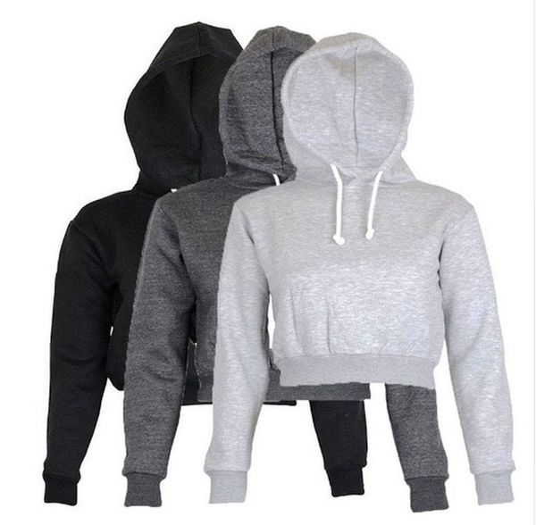 

полный hoodie пальто черной осень нового brief повседневной одежда женщина женская одежда топы plain crop топ с капюшоном, Black