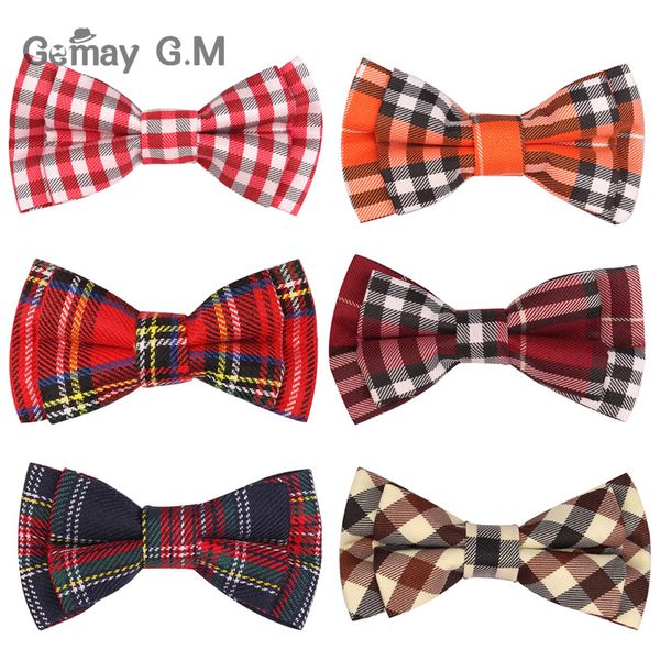 

new plaid bow ties for children neckwear adjustable tuxedo boys girls bow tie for party causal cotton bowties, Black;gray