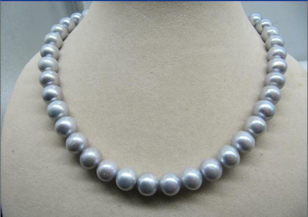 

fine pearls jewelry 18'' 9-10mm south sea gray pearl necklace 14k gold clasp, Black