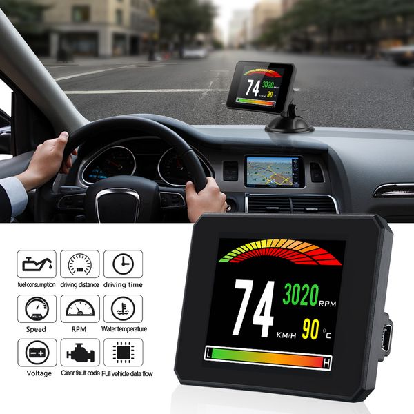 

2019 hud display speed meter auto diagnostic tool p16 obd2 car engine rpm gauge obd2 on-board computer for car