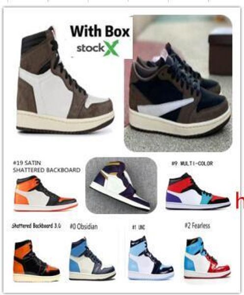 

1 low travis scotts high og fearless obsidian mens basketball shoes shattered backboard spiderman unc 1s chicago shadow bred toe sneakers