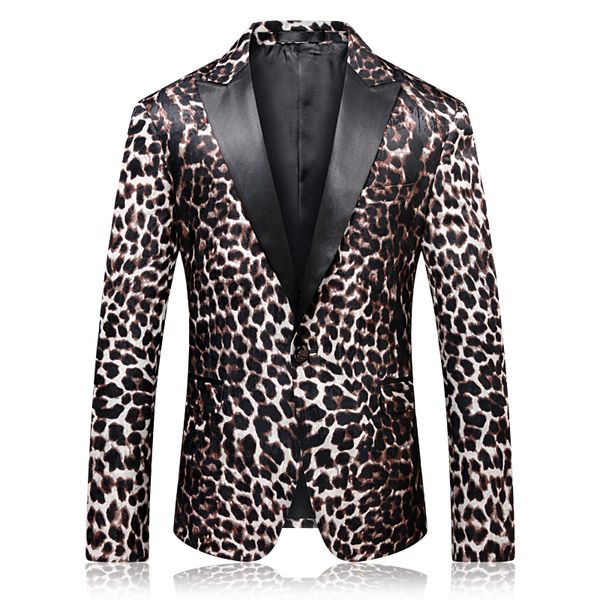 

luxury men leopard blazer slim fit prom suit jacket for kleding mannen vetement homme 2018 black collar men stylish blazer 4xl, White;black