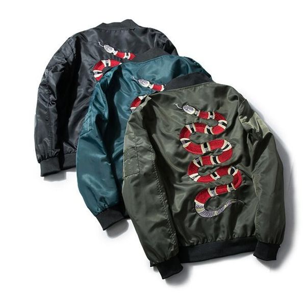 

harajuku coral snake kanye ma-1 baseball anorak mens jackets and coats alphas jacket men kanye west embroidery jackets bomber jacket, Black;brown