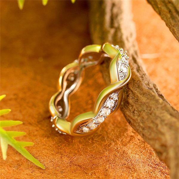 

luxury female white zircon stone cross ring fashion silver&gold color love ring fashion wedding engagement rings for women, Slivery;golden