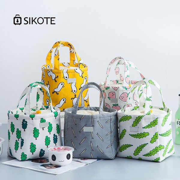 

sikote polyester lunch bag seal lunch box canvas cooler for keeping fresh seal bags for picnic student waterproof bags, Blue;pink