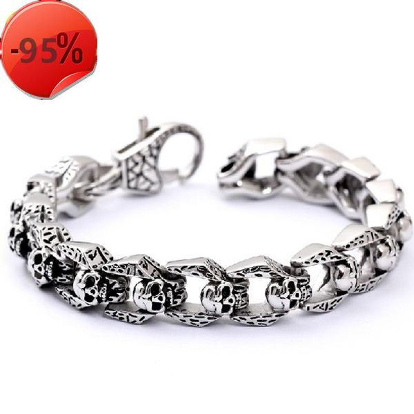 

2020 bracelet cool punk skull mens bracelet titanium steel bracelet for men tennis chains iced out squll men bracelets, Black