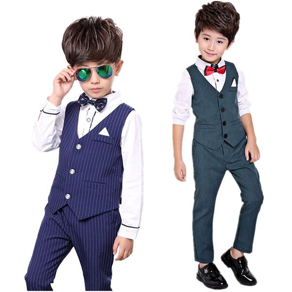 

kids sets for boys formal tuxedo dress suits kids weeding sets vest pants 2pcs costumes children gift boys birthday suit set, White