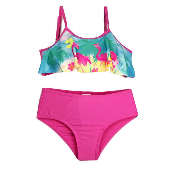 

new 2019 girl bikini set flamingos print swimwear children swimsuit girl biquini infantil girls 2pcs swimsuits kids bathing suit