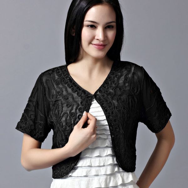

summer thin embroidery short sleeve lace mesh cardigan crochet shrugs for women mujer casual korean small cape, White;black