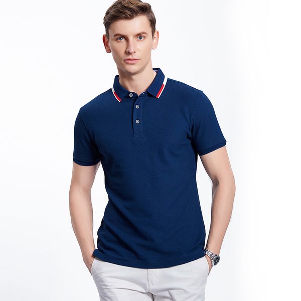 

men's golf shirt cotton navy short sleeves leisure casual sport training running exercise button down golf wear, Black;blue
