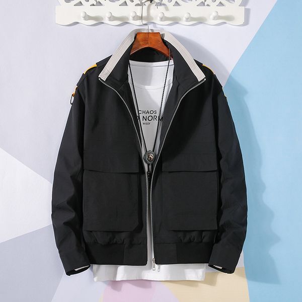 

epacket shipping fashion baseball jacket men streetwear black khaki size m-3xl, Black;brown