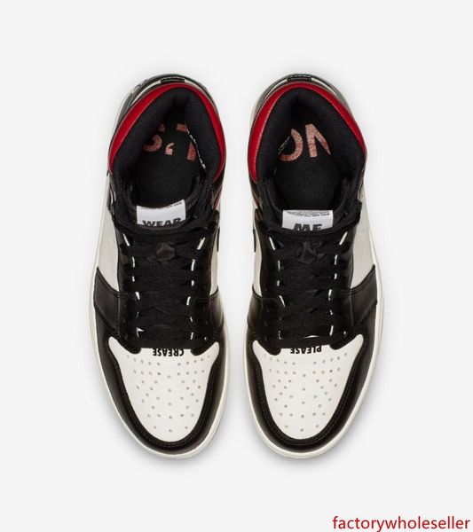 

not for resale factory version 1 bred basketball shoes mens trainers new genuine leather sneakers with box