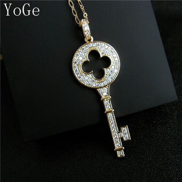 

yoge statement wedding&party jewelry for women, p1181 luxury aaa cz shinning big key shaped long sweater chain, Silver