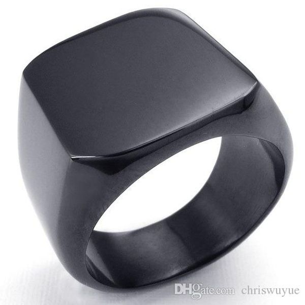

fashion mens stainless steel biker high polished ring, signet, gold,black two color to choose r34, Silver