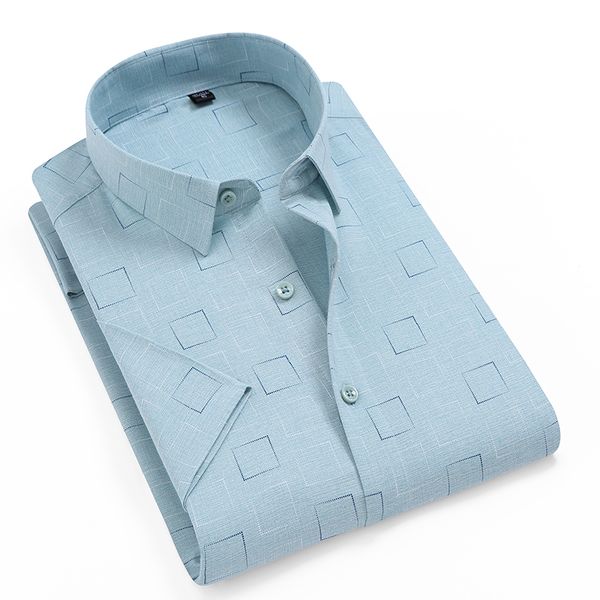 

2020 new summer men shirt short sleeve no-iron recycled fiber print shirts fashion business work shirts brand clothes ds403, White;black