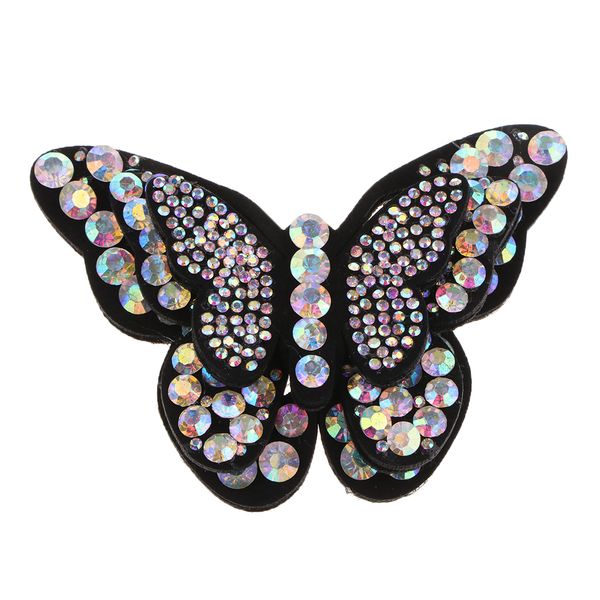 

handmade crystal rhinestones sew on appliques butterfly motif patches for garment shoes bag hat embellishment, Black