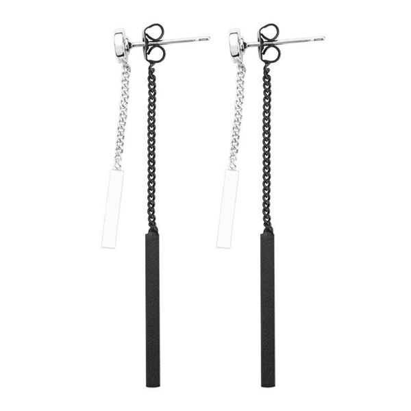 

korean temperament dangle earrings chain strip long tassel earrings for women brinco drop dangle asymmetry chain, Silver