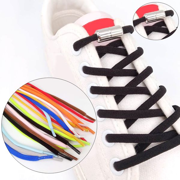 

1pair no tie shoelace elastic locking shoelaces kids quick and easy semicircle shoe lace with lazy shoe laces, Black