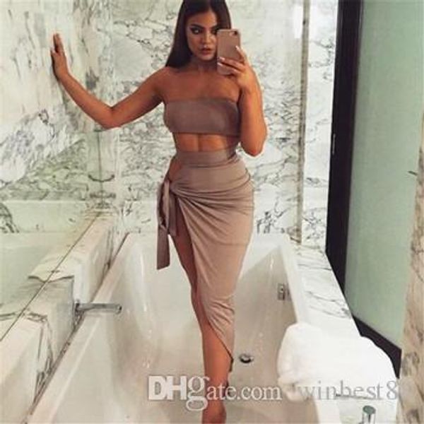 

summer solid color women night club off shoulder split braces dresses multiple bandages ways bodycon dresses, Black;gray