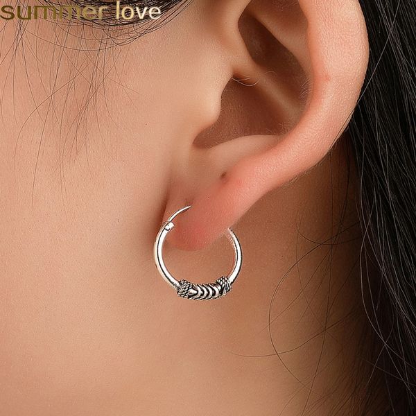 

punk vintage nail head rings earrings for men ancient silver round hoop earrings circle ear for women men wholesale jewelry, Golden;silver