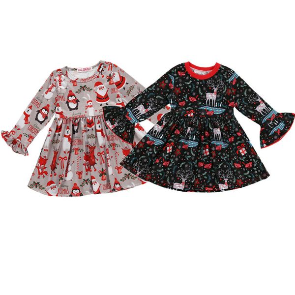 

newborn baby girl dress christmas deer pattern party princess formal dress xmas dresses for kids clothes casual children costume, Red;yellow
