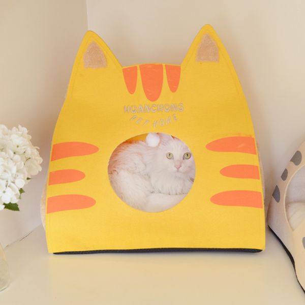 

pet felt cat litter cat bed princess four seasons universal closed villa removable and washable - size l (yellow
