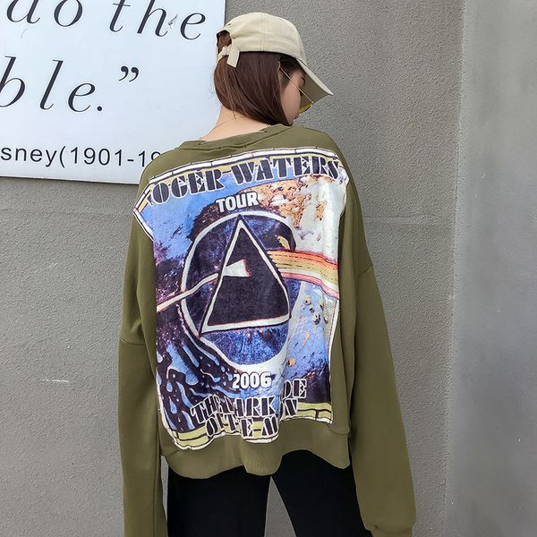 

hoodies thirteen hongs tide brand suit-dress 2019 hip hop hoodies blouse easy round neck pure cotton printing tide brandhoodie hoodie, Blue;black